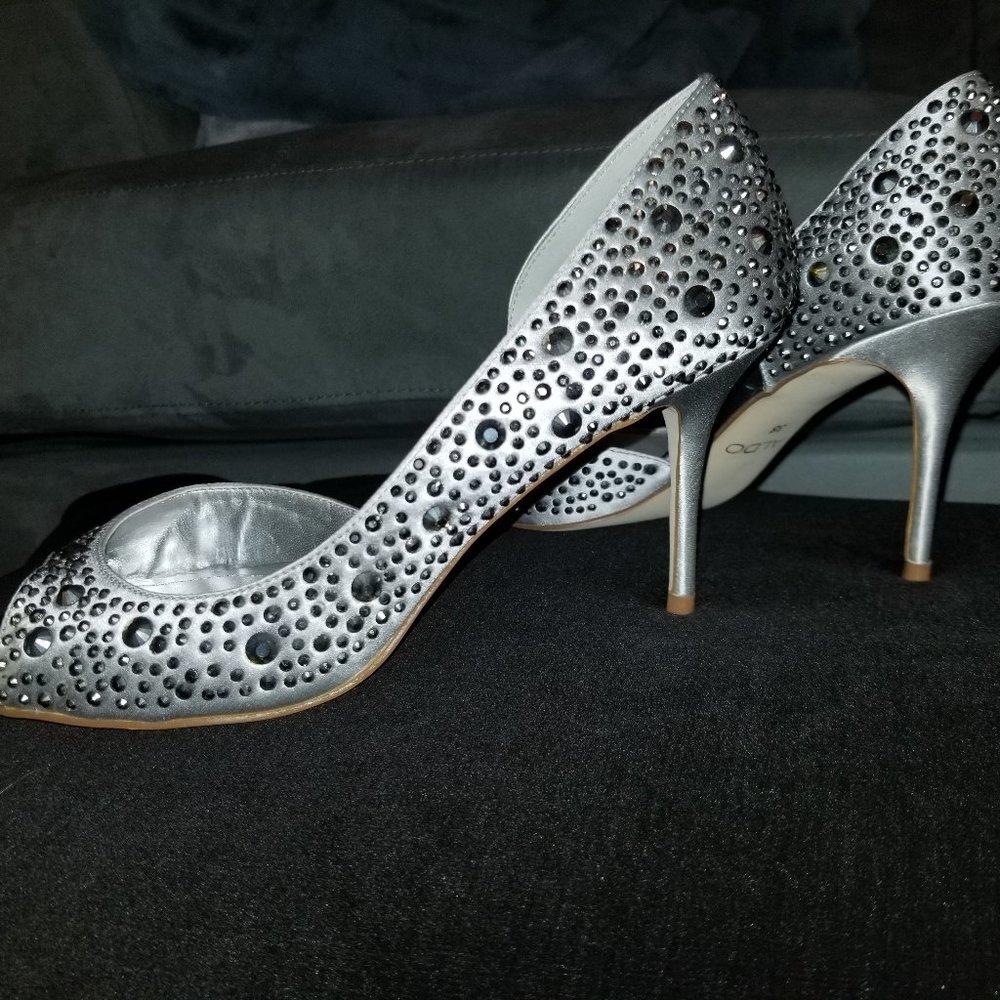 Silver shoes with rhinestones, size 38, NWT - Picture 4 of 8